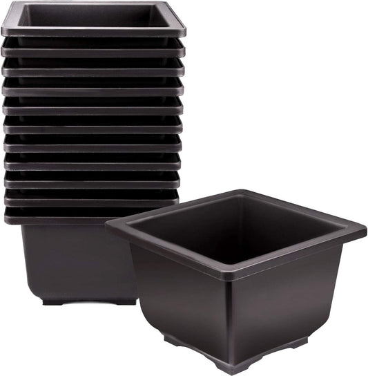 KINJOEK 15 PCS 5.1 Inch Plant Pot, Square Plastic Bonsai Training Pots, Flower Succulent Pots Container for Garden, Indoor, Home Decorative