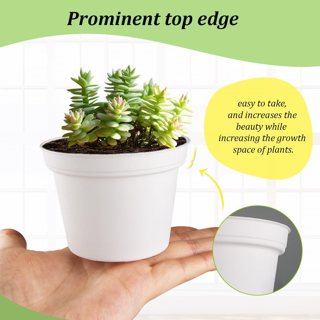 60 Pack 3 Inch White Nursery Pots - Plastic Seedling, Seed Starter, Germination Pots with Drainage for Plants, Succulents, Flowers, Transplanting Gardening Gifts