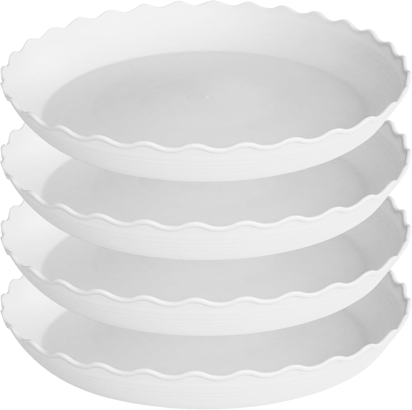 4 Pack of 14 inch Plant Saucer, Plastic Plant Saucer 14 inch, Heavy Duty Plant Tray for Pots, Plant Saucers for Indoors Planter, Garden Water Plate 12"/13"/14" (White)