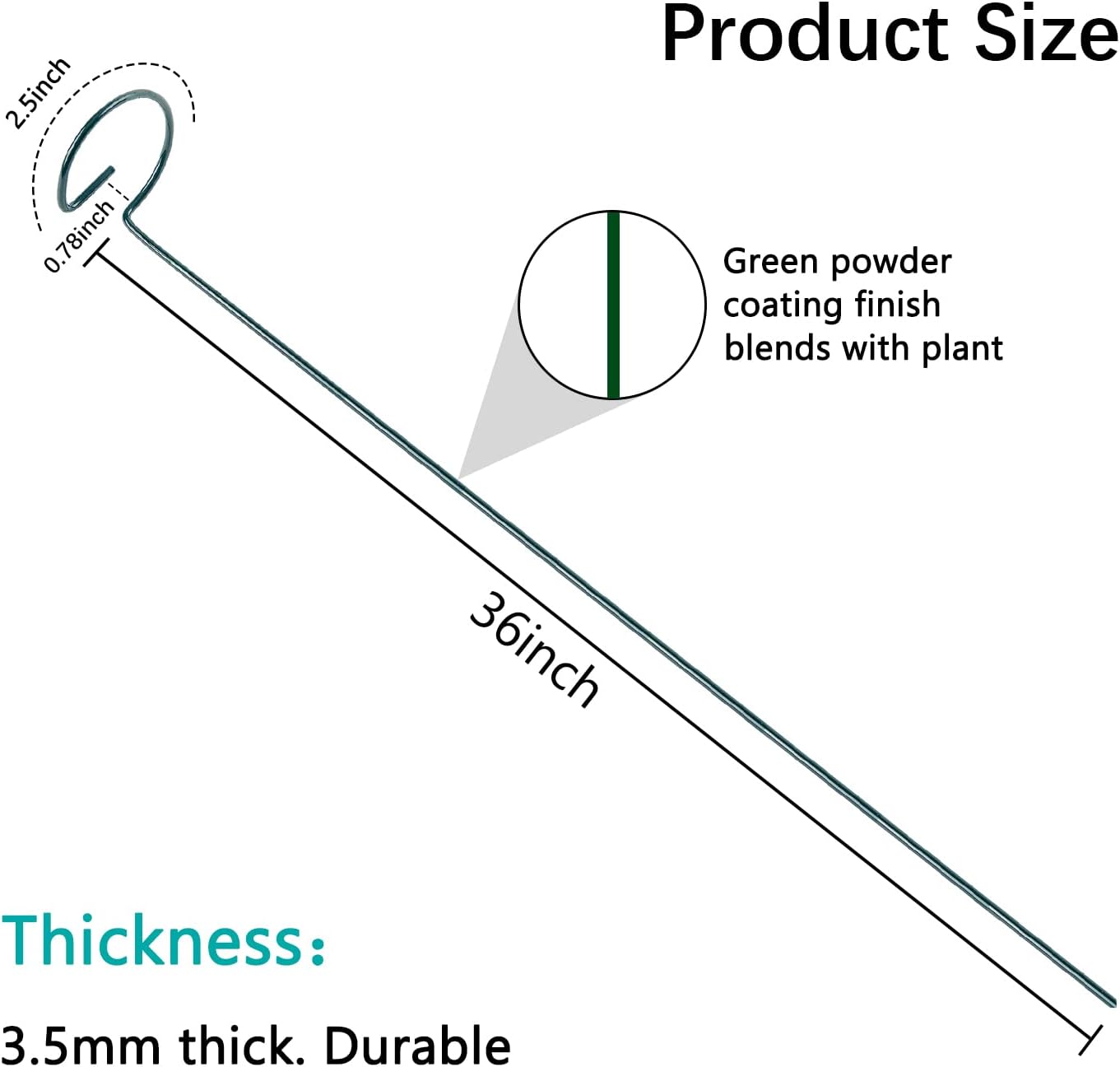 36 Inch 12 Packs Plant Support Stakes,Garden Single stemmed Plant Support Hoops, Plant Prop, for Flowers,Orchid, Tomatoes Peony Lily Rose (36 inch)