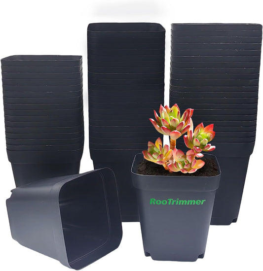 Square Nursery pots 4 Inches 60Pcs, Seedling Plastic Seeds propogation Growing Pots (Black,4Inches,60Pcs)