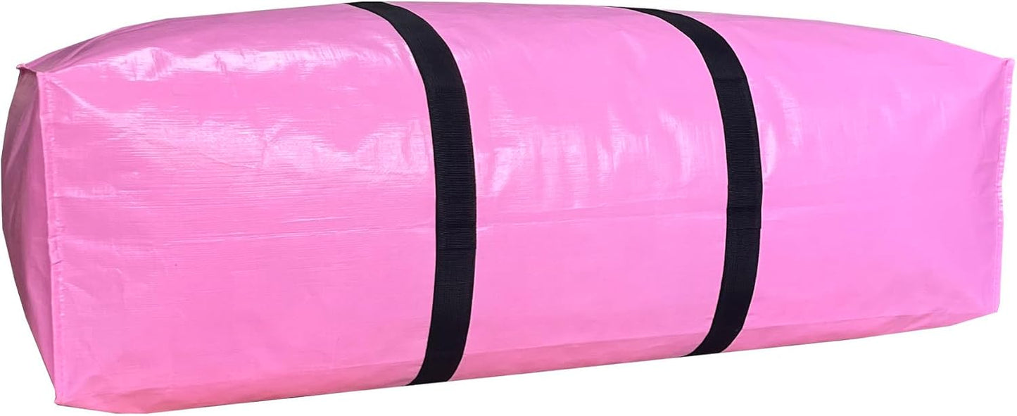48 Gallon Extra Large Storage Bags Bins, Pink Jumbo Moving Storage Bags, Waterproof Foldable Big XL Duffle Bag for Travel, 38x23x11inch - 2PACK