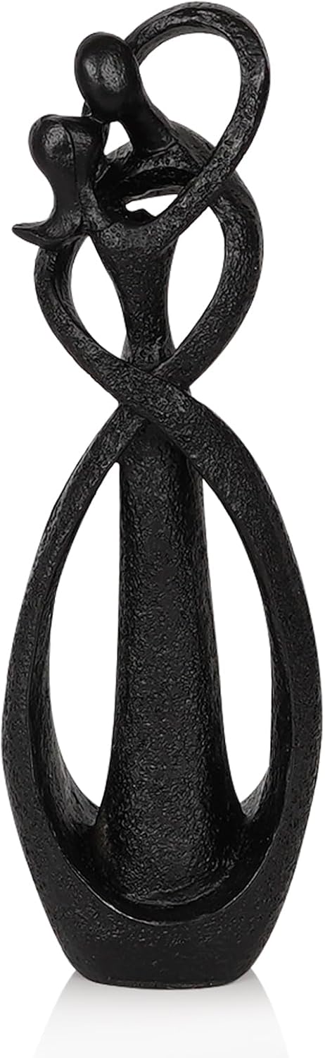 Trycooling Kissing Lovers Statue Abstract Sculpture Resin Statues for Home Decor Modern Home Office Desktop Shelf Bookshelf Decor (Black)