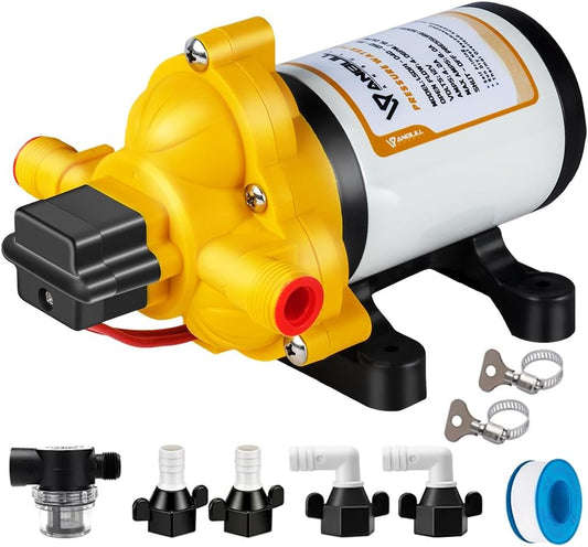 Anbull 12V RV Water Transfer Pump, 4.0GPM/50PSI Fresh Water Pressure Diaphragm Pump, Self-priming Water Pump for Marine Camper Yacht Lawn