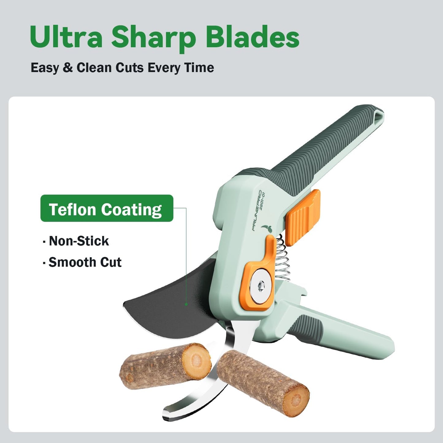 PrunePro 8" Professional Pruning Shears for Gardening Bypass Hand Pruner Stainless Steel Sharp Garden Scissors Plant Flower Rose Garden Clipper - 2 Pack