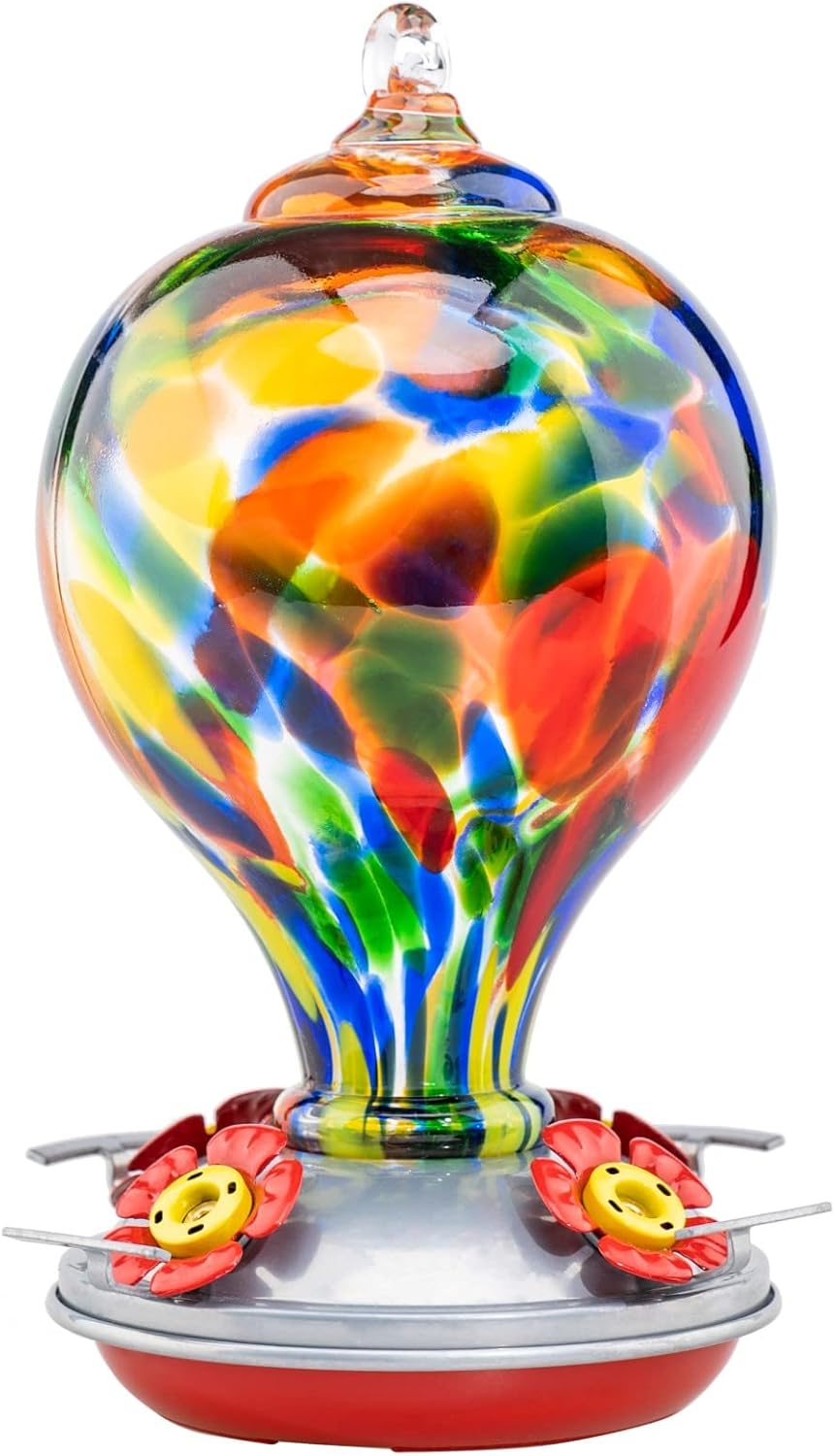 Muse Garden Hummingbird Feeders for Outdoors Hanging, Blown Glass Hummingbird Feeder Gifts for Mom, Garden Backyard Decor for Outside, Unique Gifts Idea for Women, 32OZ, Rhapsody