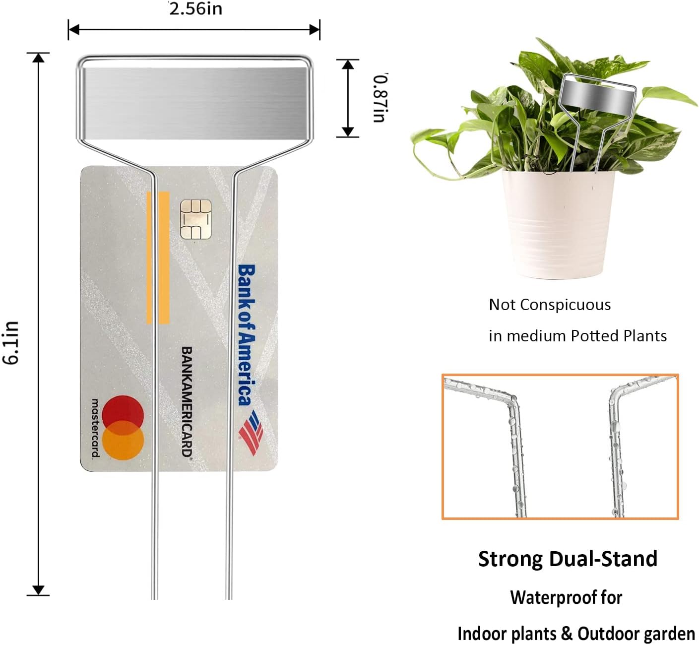 30pcs Plant Labels Plant Markers for Outdoor Plants 6inch Plant Labels for Seedlings Outdoor Garden Waterproof Plant Tags and Labels for Flower Vegetable Herbs Greenhouse (6 in, Silver)