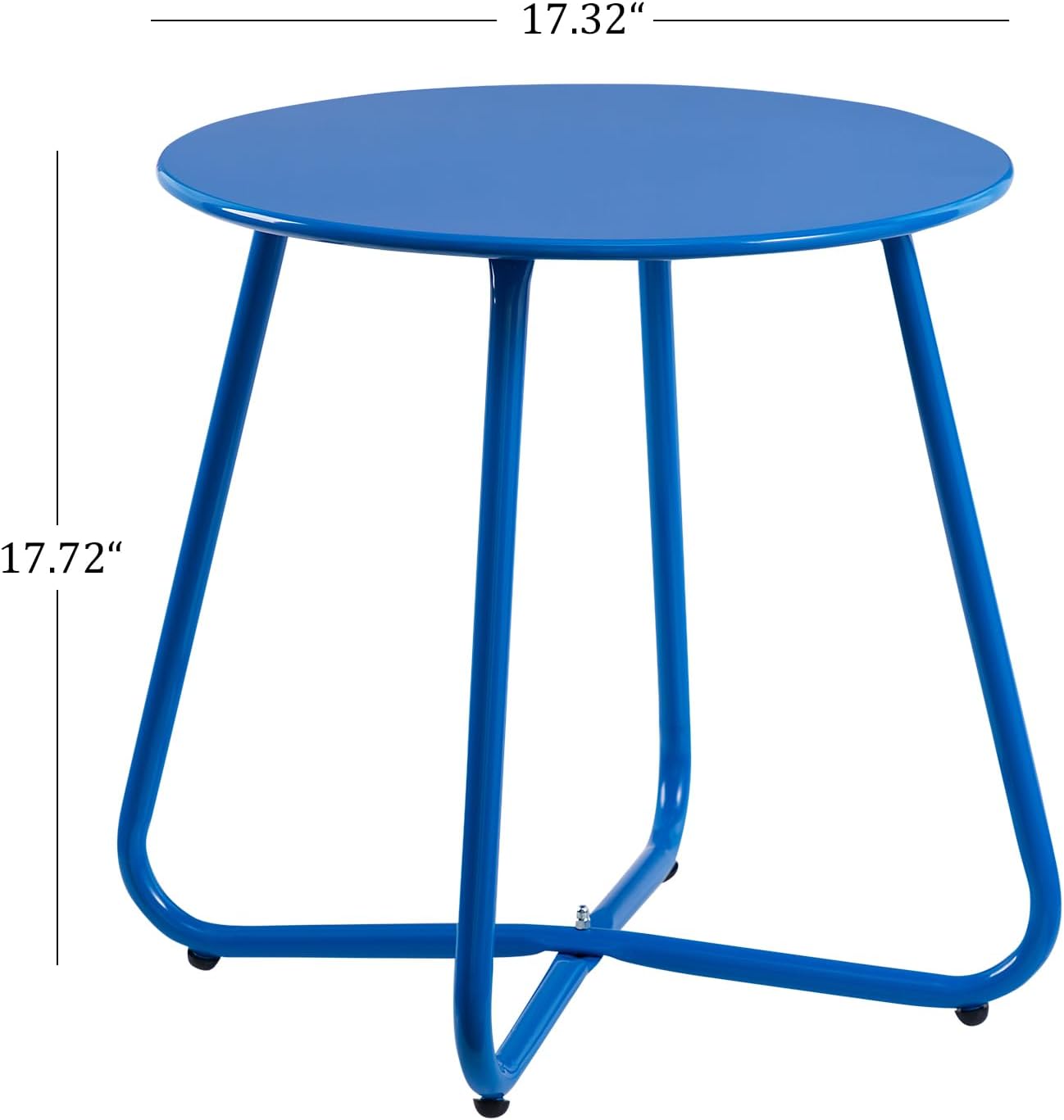 HollyHOME Round Metal Side Table, Rust-Resistant Patio Small Plant Stand, Outdoor 17.32'' Portable End Table for Balconies, Gardens, Living Rooms and Bedrooms, SkyBlue