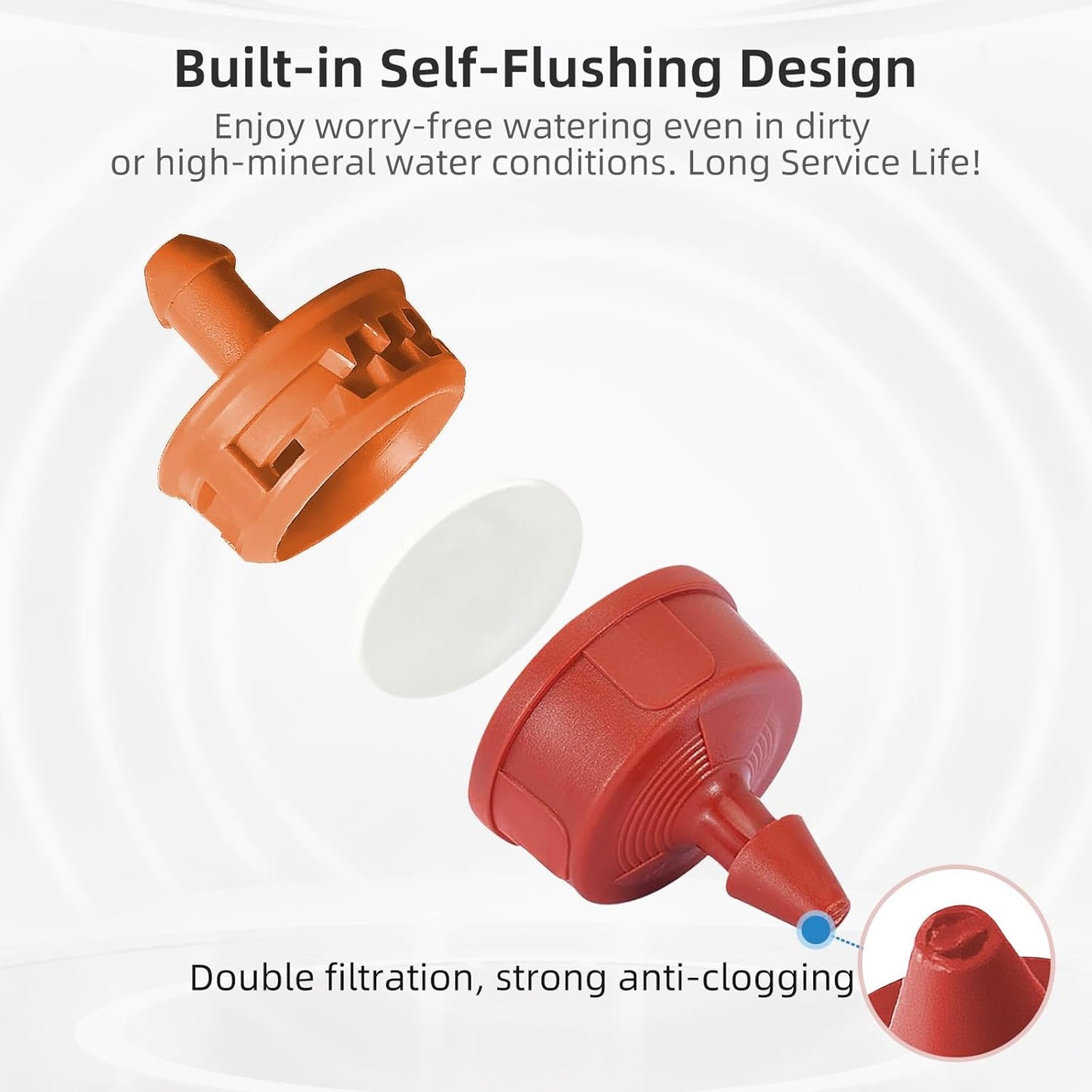 30PCS 3 GPH Pressure Compensating Drip Irrigation Spot Watering Drippers/Emitters, Self-Cleaning Constant Flow Drip Irrigation Emitters Heads Irrigation Drippers Parts for Drip Irrigation System