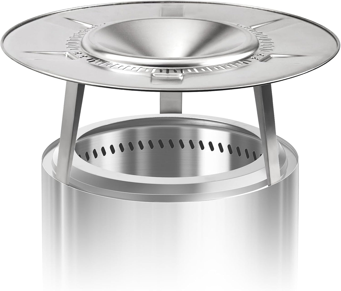 HGD Firepit Heat Deflector for 19.5" Solo Stove Bonfire - Portable 304 Stainless Steel Heat Diffuser Captures & Redirects Warmth, Detachable Firepit Camping Accessory