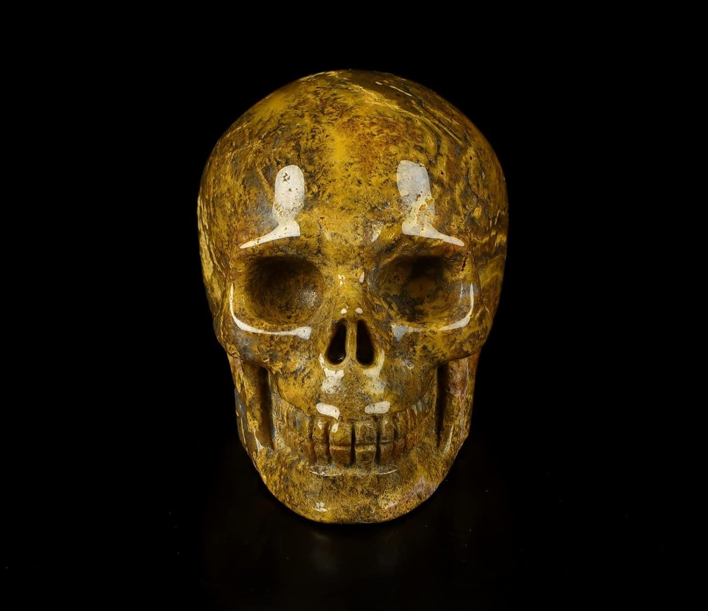 Skullis 2.0” Ocean Jasper Crystal Skull, Hand Carved Gemstone Fine Art Sculpture, Reiki Healing Stone Statue.1410