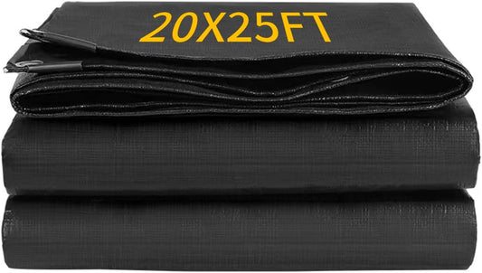 20X25FT Reinforced PE Pond Liner, 28Mil Thickness Pond Liners for Outdoor Ponds, Hemmed Edge with Buttonholes Liners for KOI/Fish, Duck Pond and Waterscape.