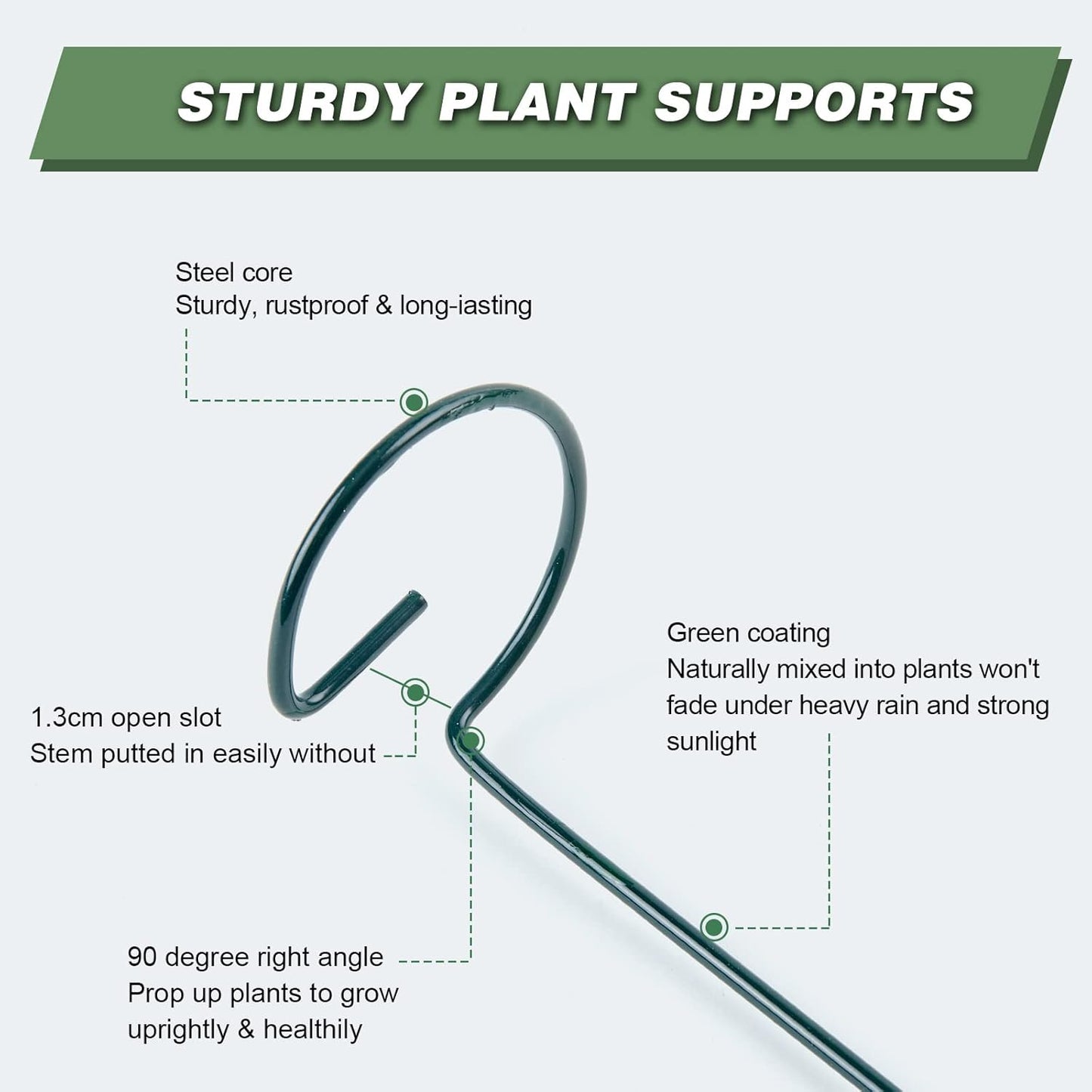 Joyhalo 20 Pack Plant Stakes, 16 Inch Plant Support Stakes, Flower Stakes with 24 Twist Ties, Garden Sticks for Plants Hibiscus, Sunflower, Red Hot Poker, Hydrangea, Tomato, Sapling Etc