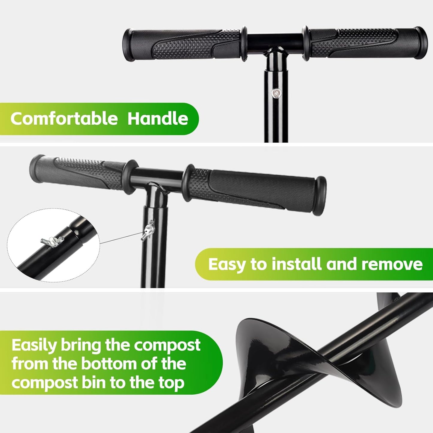 Compost Aerator Tool Turner and Mixing Tool for Outdoor Compost Tumbler Bins Bags, Composting Accessories