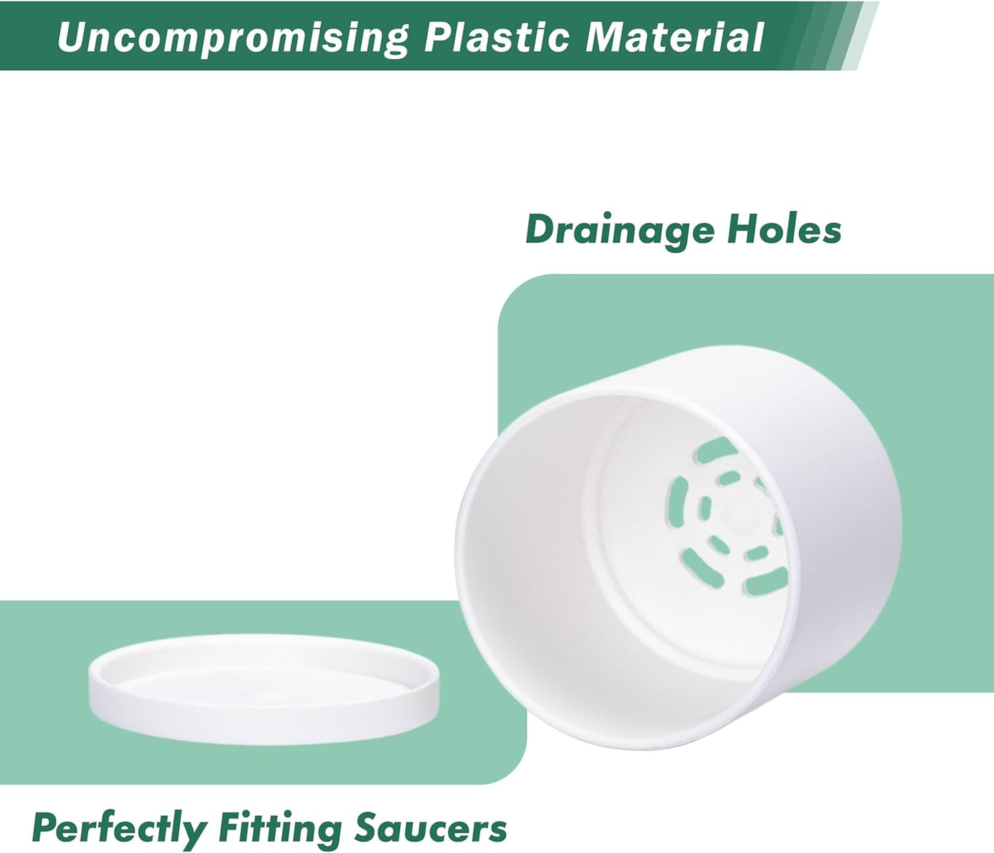 D'vine Dev 24 Pack 2 Inch Mini Plastic Plant Pots, Small Garden Planters for Plant with Drainage Holes and Saucers, White Color, 74-Z-A-6