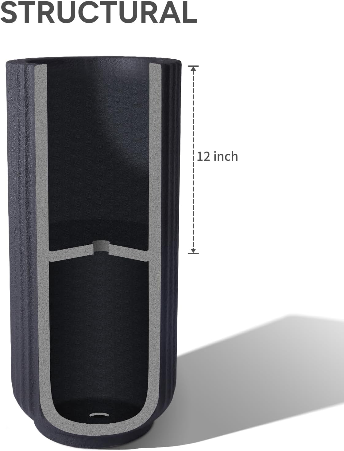 31.5 Inch Tall Roman Column Concrete Planter（14.2Dx31.5H，36 Pounds）,Durable All-Weather Use with Drainage Holes,Large Tall Round Planter for Outdoor Indoor Plants