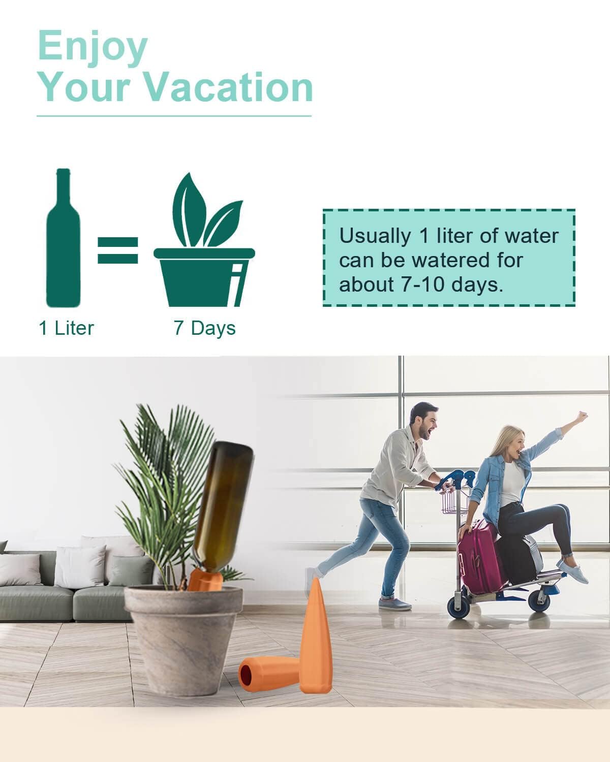 Terracotta Self Watering Spikes - 10 Pcs Potted Plant Watering Devices Vacation Self-Watering Stakes for Outdoor, Indoor Plants, Wine Bottle