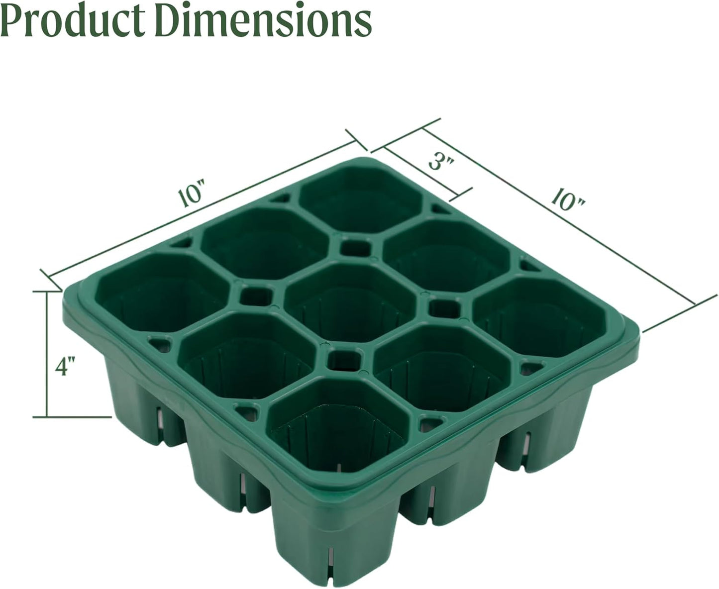 Vego garden Giga Seedling Trays - 8 Pack, 9-Cell UV-Resistant Reusable Starter Trays for Greenhouse/Garden (No Lids)