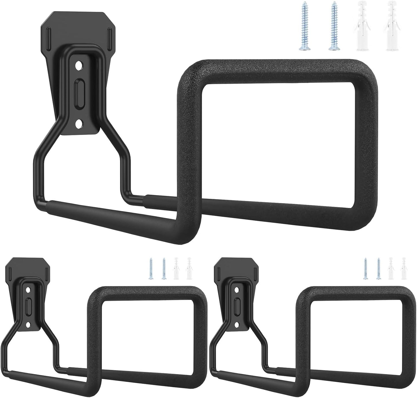 3PCS Metal Garden Hose Hook Heavy Duty Water Hose Hook Wall Mounted Garage Hook Sturdy Storage Bracket Stand Organizer 120lbs for Water Extension Cords Black