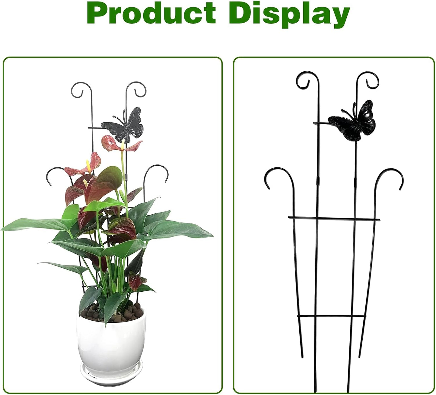 23 Inch Plant Trellis for Climbing Plants Indoor, Sturdy Metal Houseplant Trellis for Potted Plants, Rust-Resistant Plant Support for Monstera Pothos Ivy, Outdoor Garden Trellis 4 Pack