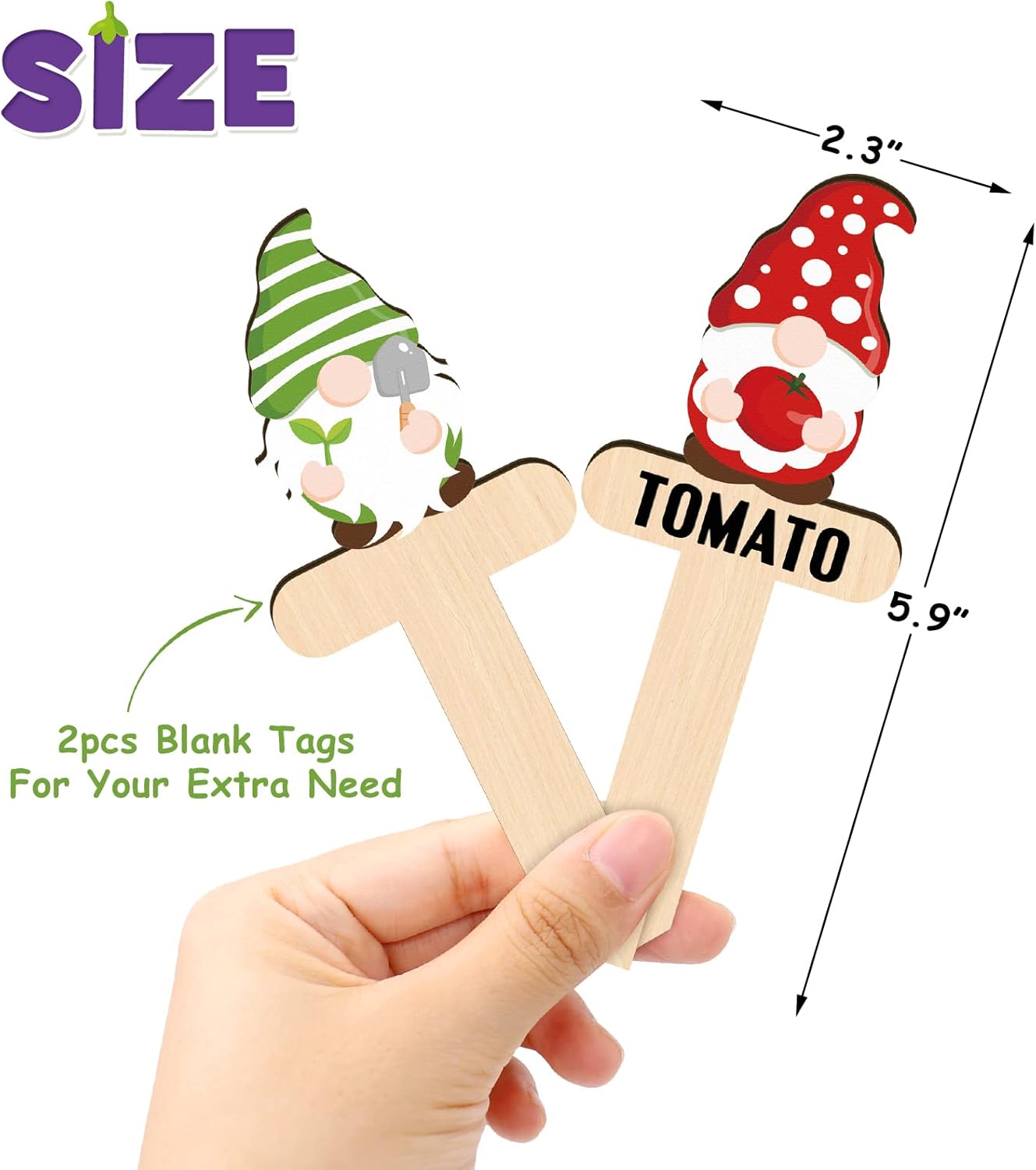 Huray Rayho Gnome Wooden Plant Markers for Vegetable Flowers Garden Potted Plants Tags 15-Pack Funny Wood Plant Labels Garden Stakes Patio Decorations Funny Gifts for Plant Lady Woman Novelty Gift