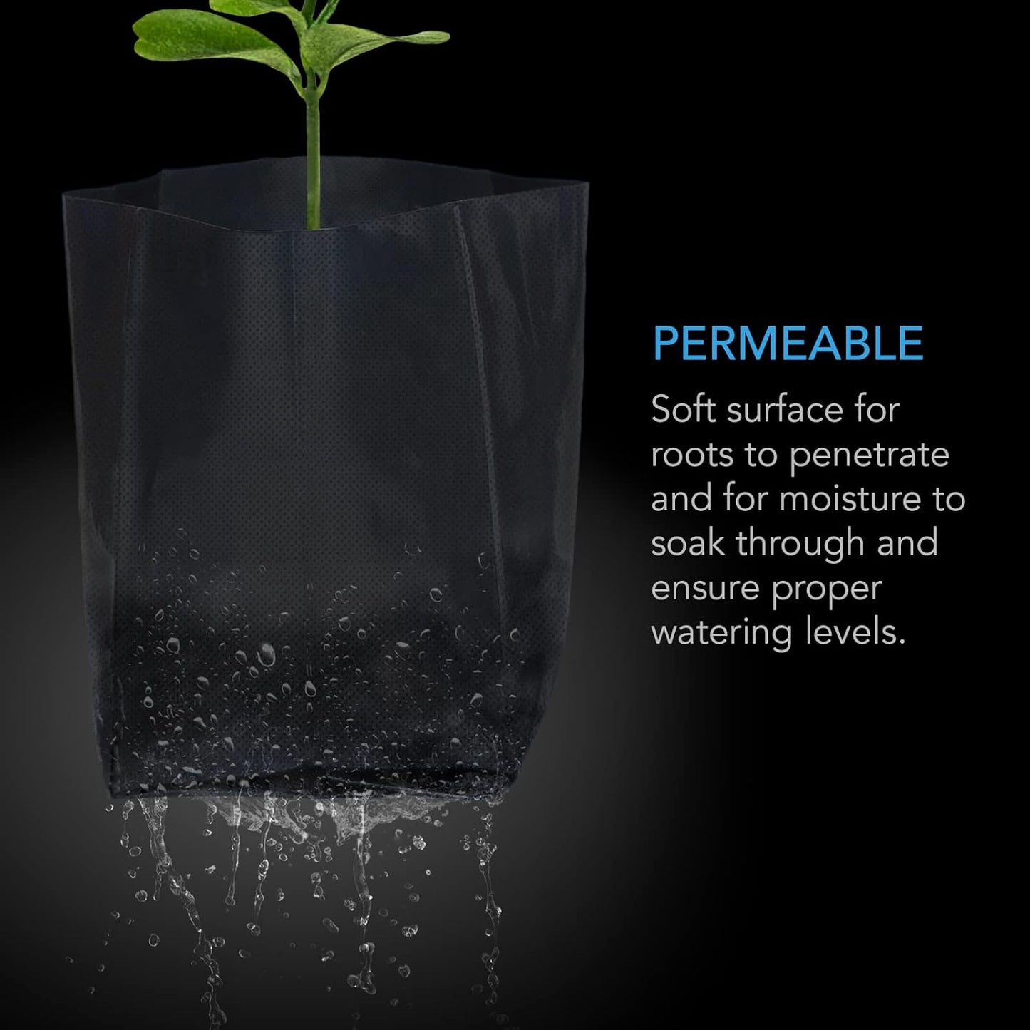 AC Infinity Nursery Bags 1 Gallon, Non-Woven Fabric Growing Pouches, 50-Pack Biodegradable Plant Pots for Seed Starting, Soil Transplant, Home Garden Supply