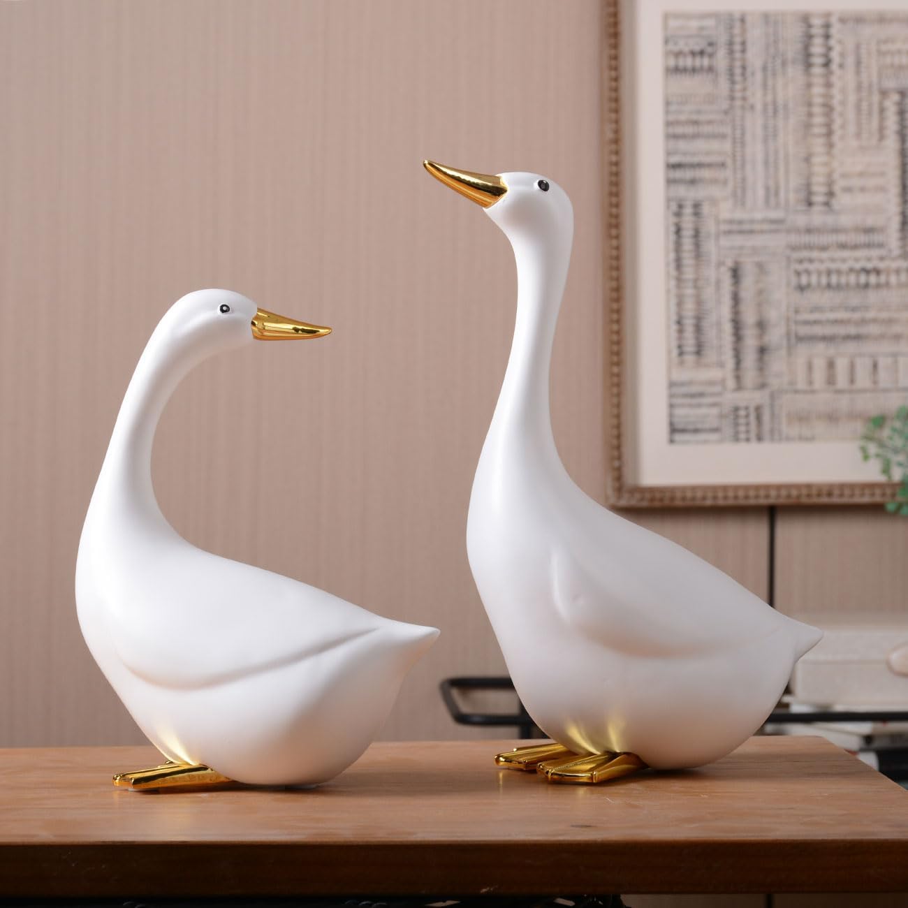 Duck Decor Figurine Animal Statue Gifts Modern Sculpture Ornament Polyresin Arts 7.9 inch