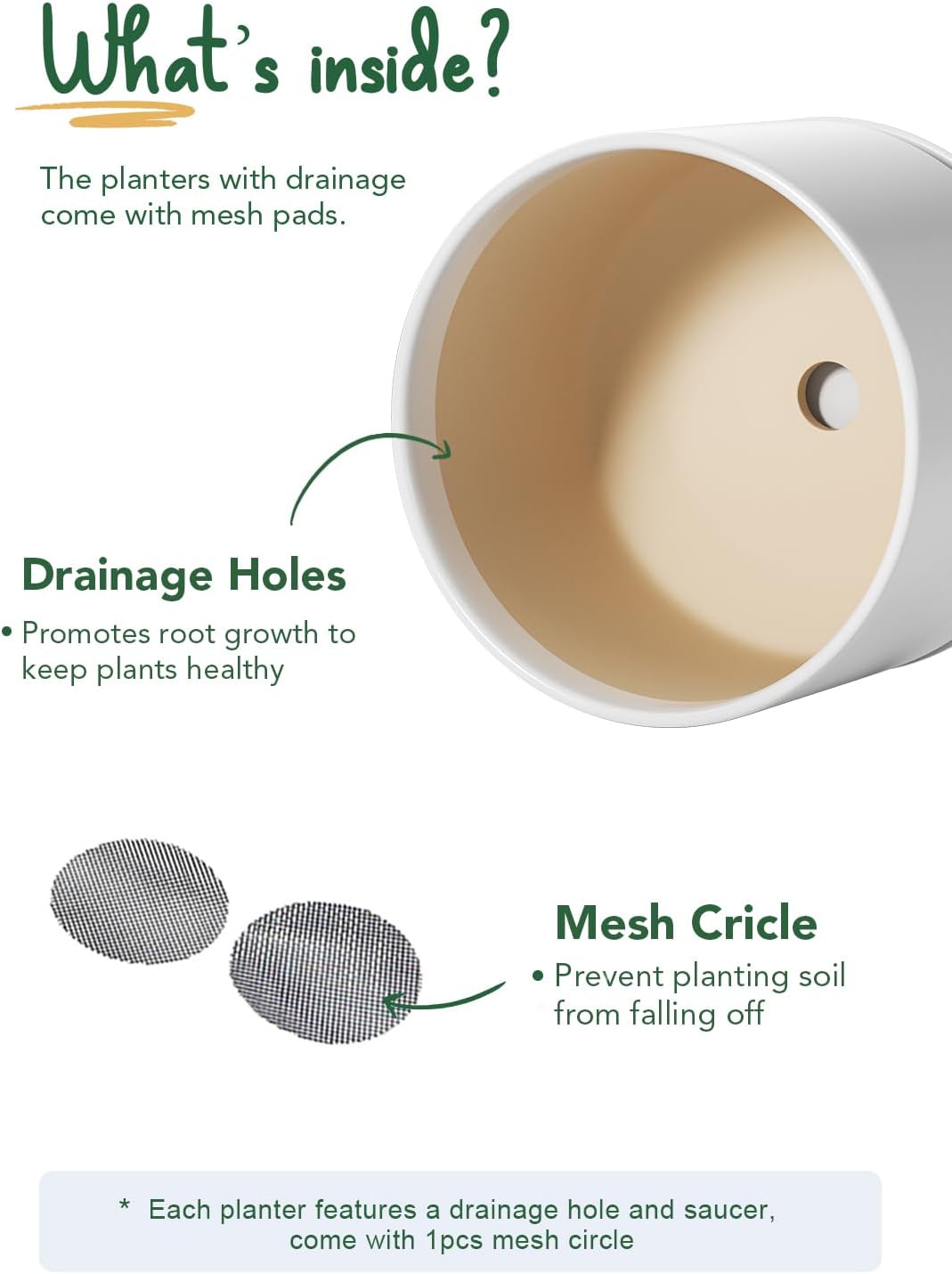 LE TAUCI Ceramic Plant Pots, Set of 2, 8 & 10 Inch Plant Pots Indoor with Saucer and Drainage, Modern Durable Planters for Home Decor, Great Gift for Plant Lover, White