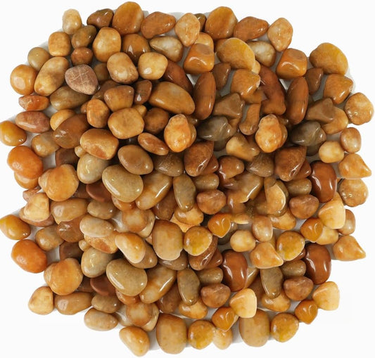 2 LBS River Rocks, StoneCreek, Decorative Garden Stones for Plant Landscaping, Polished Gravel Filler Pebbles for Home Decoration, Vases, Succulents, Flower Beds and Fish Tanks (Pale Yellow, Medium)