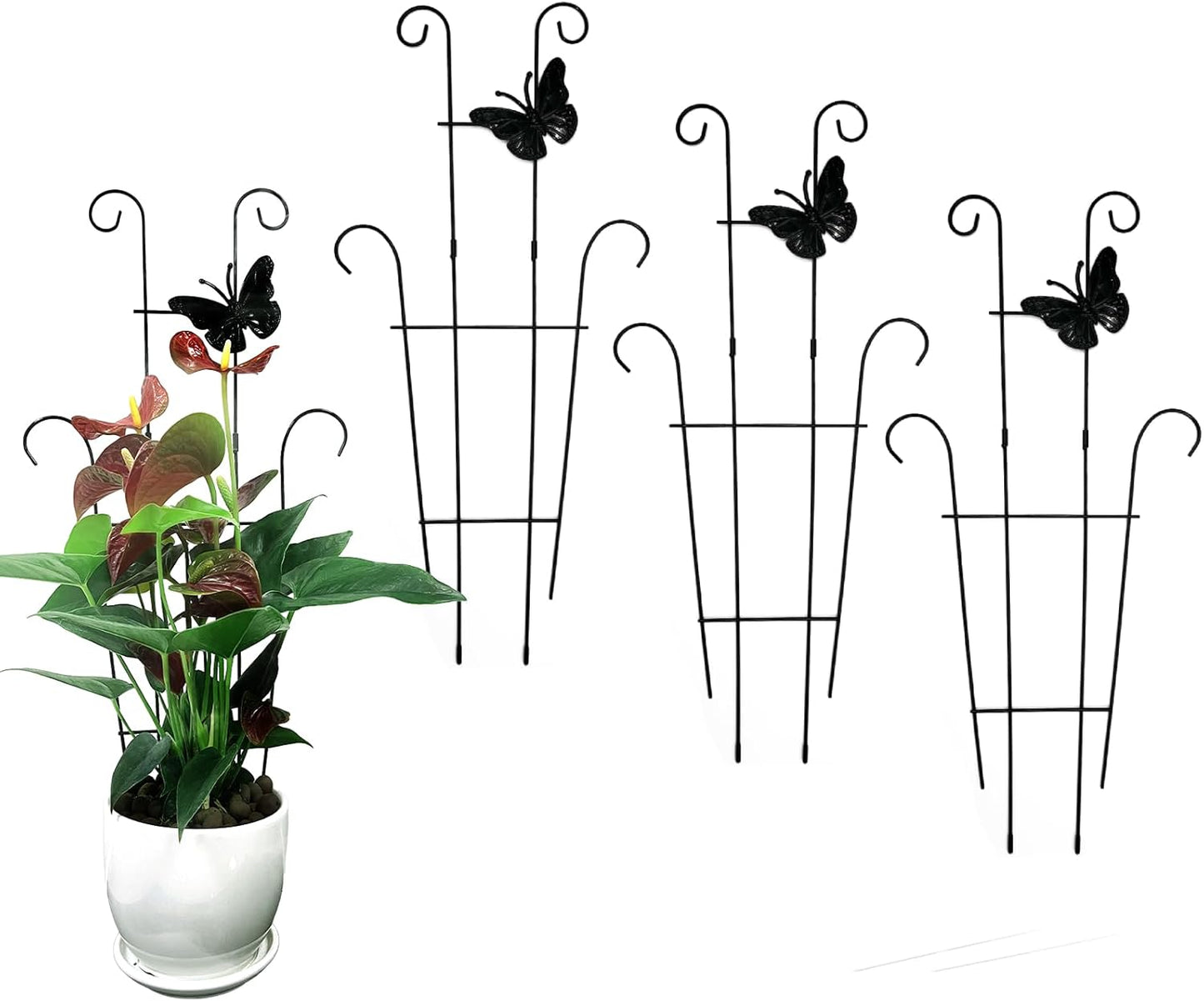 23 Inch Plant Trellis for Potted Plants, Sturdy Metal Houseplant Trellis for Climbing Plants Indoor Outdoor, Rust-Resistant Plant Support for Monstera Pothos Ivy, 2 Pack