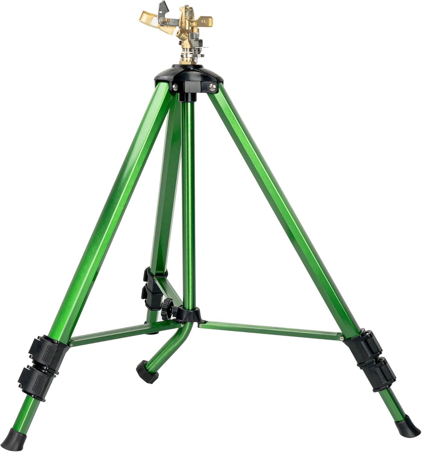 Impact Sprinkler on Tripod Base, Heavy Duty Adjustable Zinc Sprinkler Head for Lawn Yard Garden, 360 Degree Large Area Irrigation, 3/4" Connector Extension Legs Flip Locks