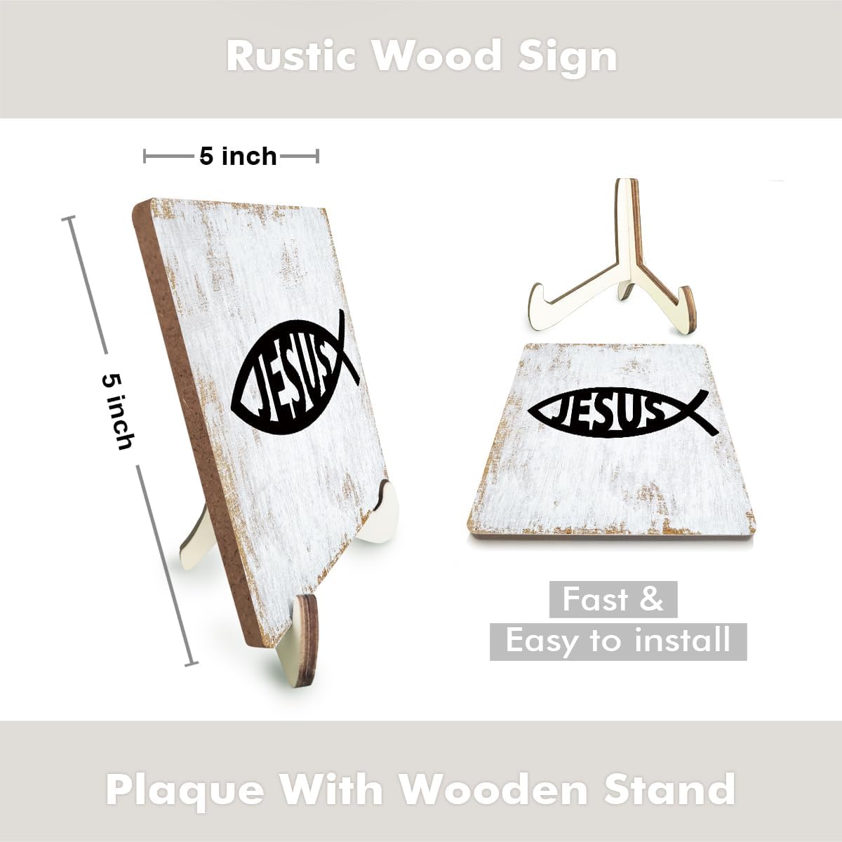 Inspirational Wood Sign Rustic Desk Decor Home Bedroom Office Decor Work Table Desk Accessories Decorative Christian Religious Bible Verse Faith Decorations Office Supplies for Desk Cubicle Decor