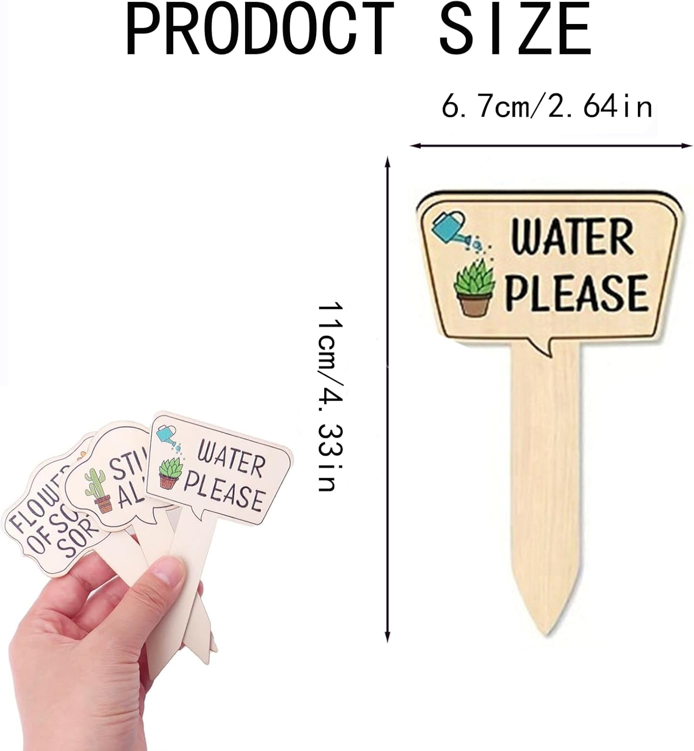 15 Pcs Garden Plant Markers, Wooden Plant Labels Tab Funny Plant Signs with Stake, Interesting Words Garden Tags Labels for Outdoor Indoor Patio Supplies Stakes for Potted Novelty Gifts