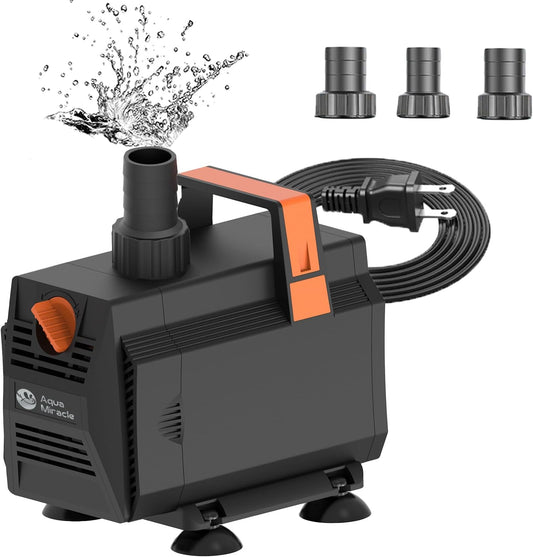 AquaMiracle 1050GPH Aquarium Water Pumps (4000L/H, 55W) Fountain Pump Pond Pump Submersible Water Pump with Flow Control for Fountain, Waterfall, Statuary, Filtration, Water feature, Hydroponics