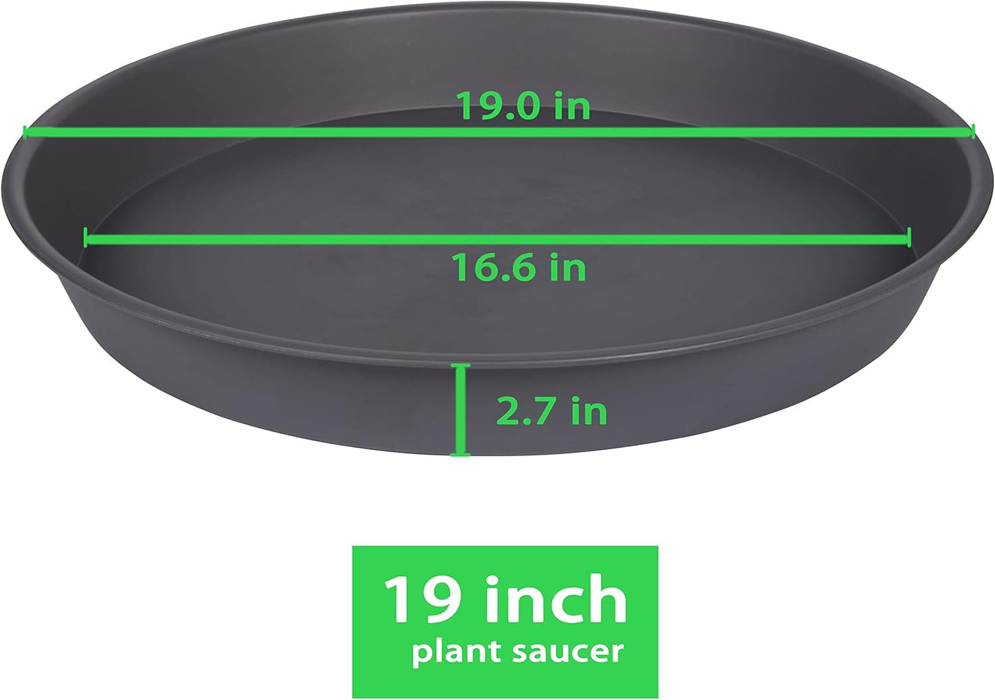 4 Pack of 18 19 inch Plant Saucer Round, Deep Plant Saucers for Pots, Heavy Duty Plastic Plant Drip Tray for Indoors Outdoor, Bird Bath Bowls, Plant Trays for Planter 17-20" (19 inch, Cement)