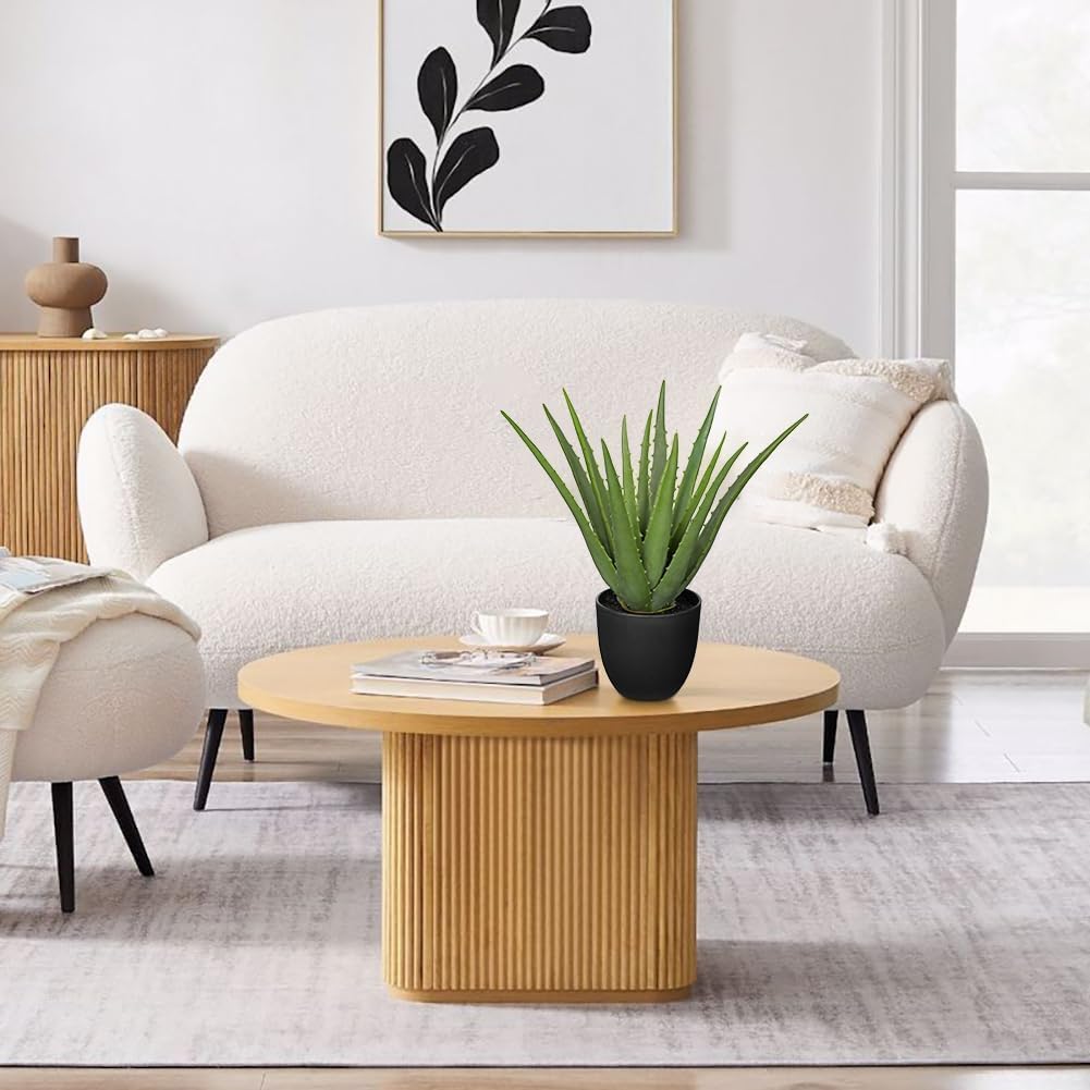 Fake Succulent Aloe Vera Plants 13 Inch Large Artificial Succulents with Black Pot Faux Aloe Potted Plant for Desk Modern Home Office Bedroom Living Room Table Shelf Decor