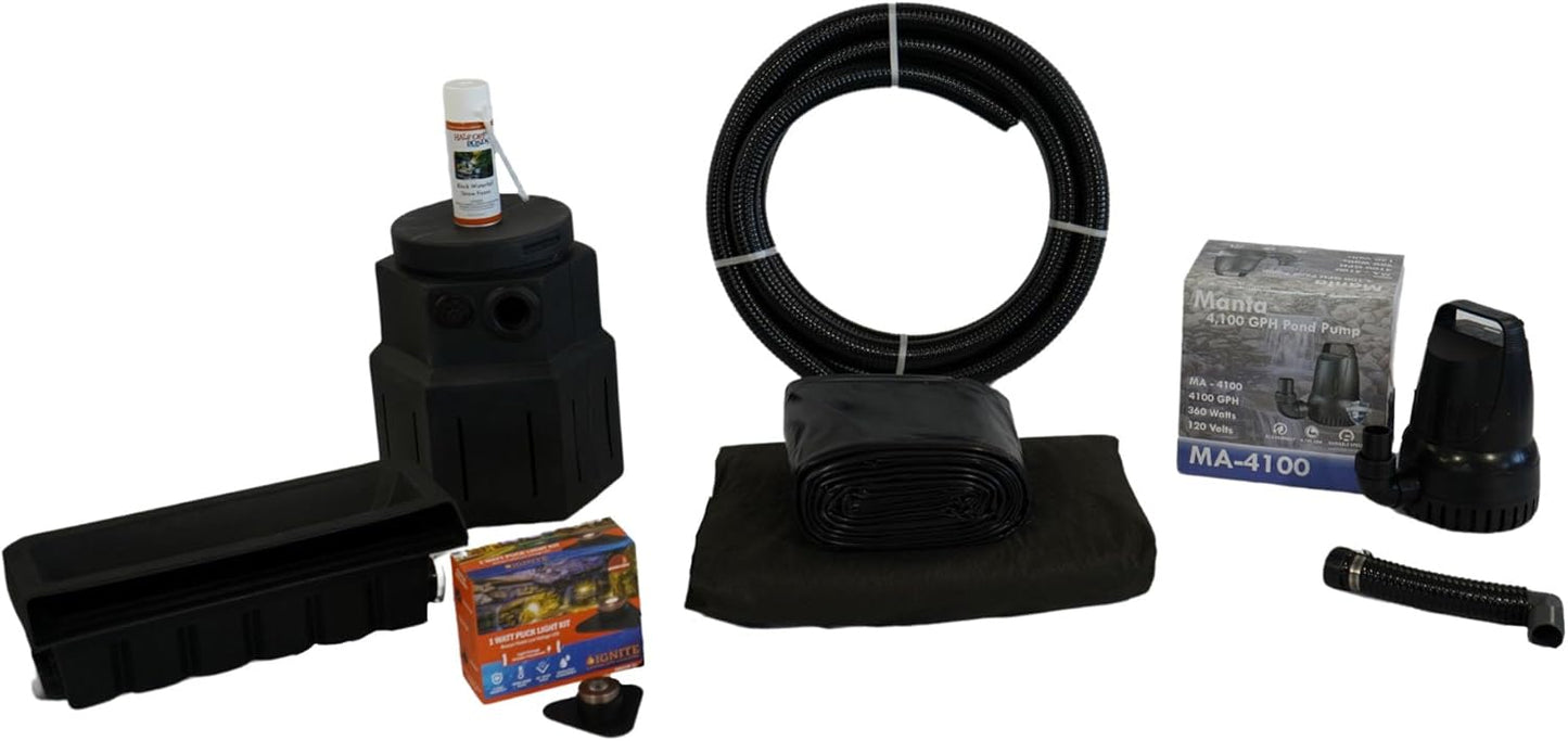 HALF OFF PONDS Pond Free Cascade 4100 Waterfall Kit with 15' x 25' PVC Liner and 4,100 GPH Pump - PVCPMDP0