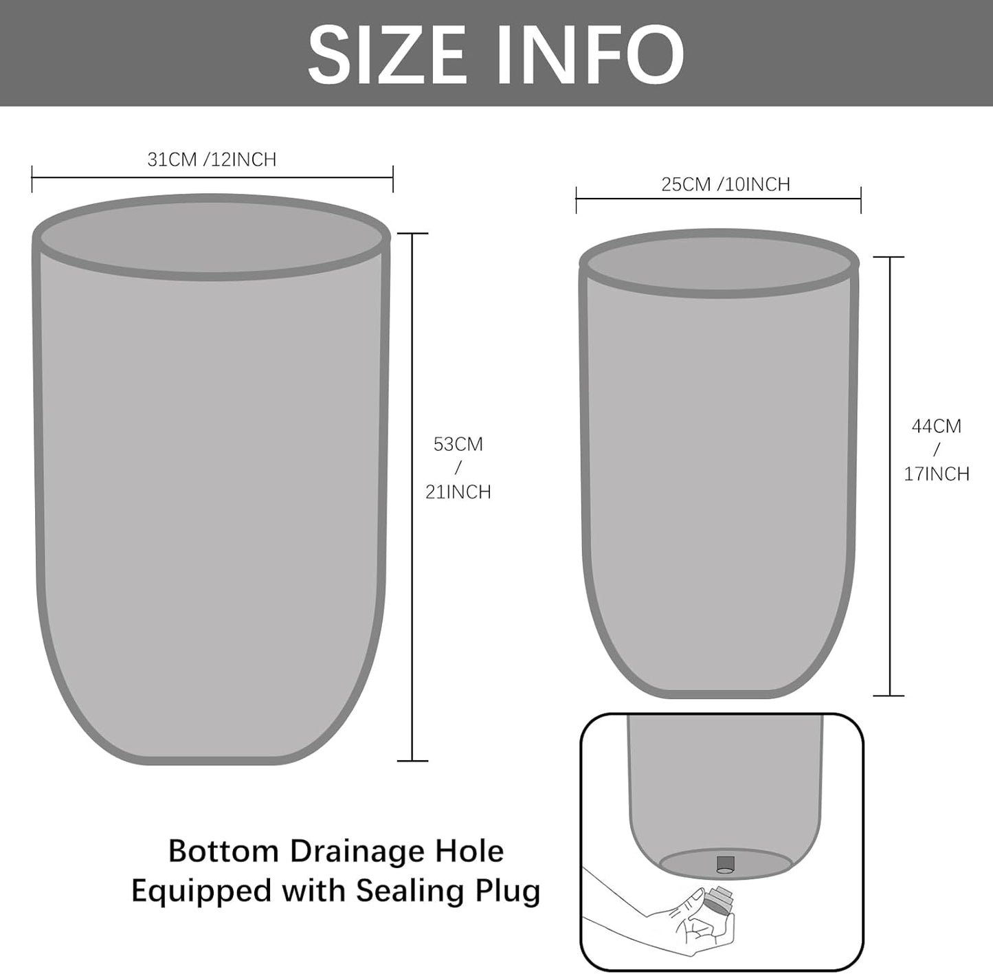 17.3 & 20.8 inch high Concrete Flower pots Set of 2, The planters for Outdoor Plants with Drainage Hole, Modern Family Outdoor Decor Plant pots, Indoor Plant pots for Home Decor.