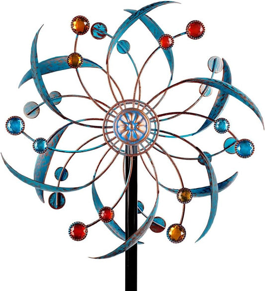 Stargarden Wind Spinners Outdoor, Metal Kinetic Wind Spinner Decorative Wind Sculptures & Spinners, 13 Inch Double Pinwheels for Yard and Garden
