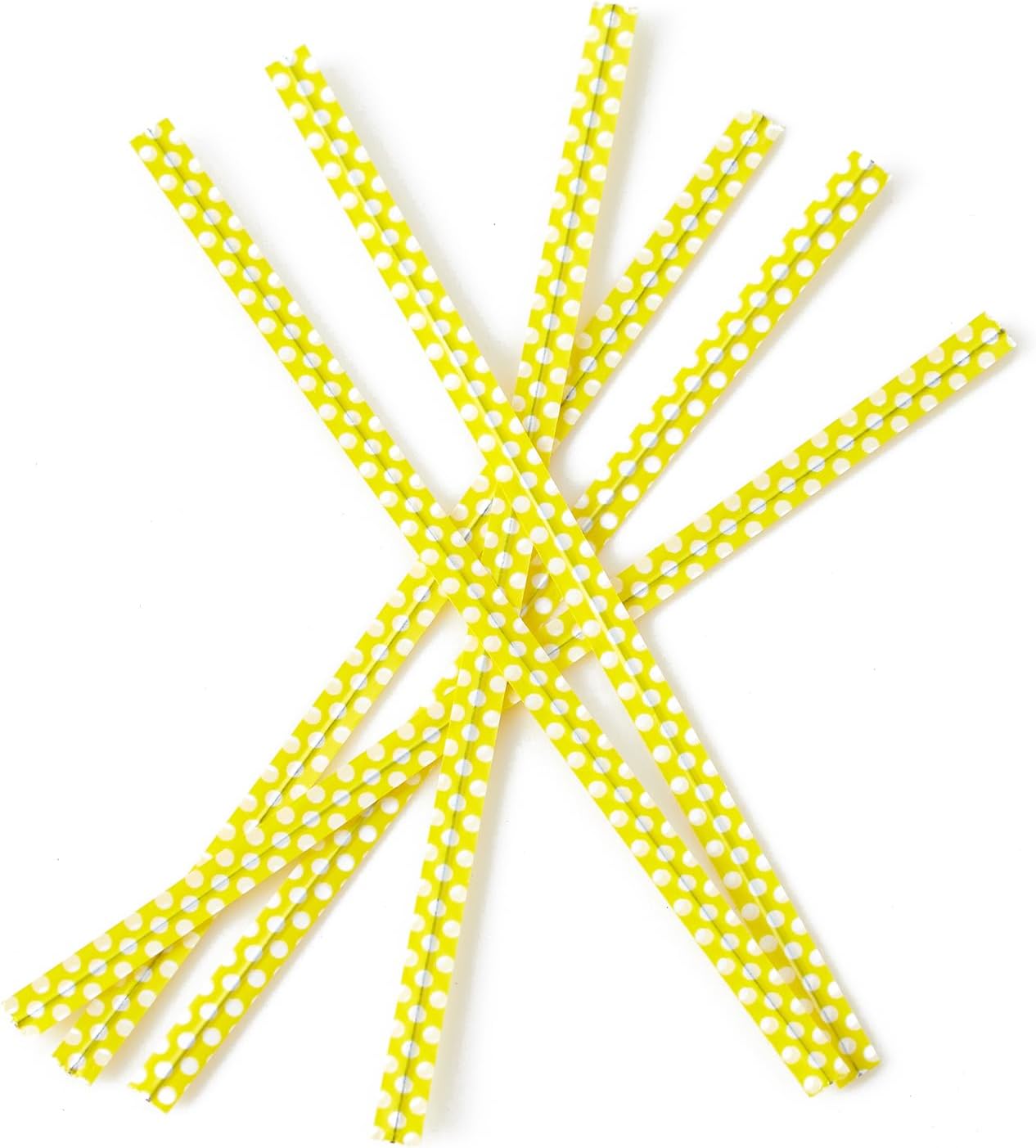 500 PCS 4" Polka-Dotted Bag Twist Ties,Yellow with Dots Plastic Twist Ties Bread Bags Ties for Candy Cookies Gift Bags and Decoration
