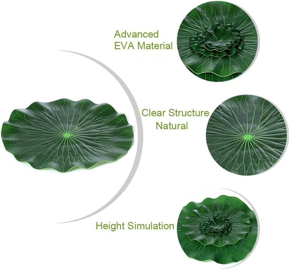 Superdream Artificial Realistic Lily Pads Floating Scenery Lotus Pods for Pool Decoration Aquarium Fish Pond Water Decorative (15 Pack)