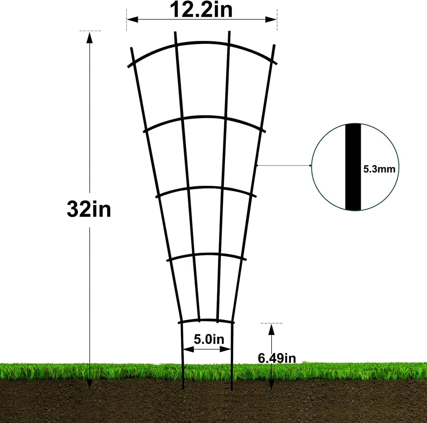 4 Pack 32'' Trellis for Potted Plants, Metal Garden Trellis for Climbing Plants Outdoor, Indoor Plant Trellis Black Coated Flower Pot Trellis for Climbing Plants Houseplants Vine Ivy