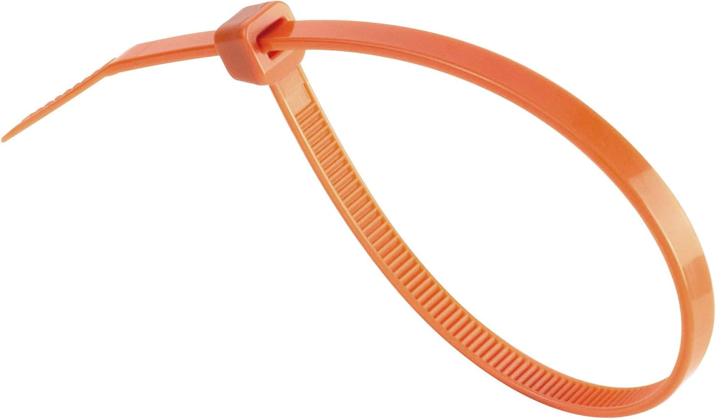 GTSE 8 Inch Orange Zip Ties, 100 Pack, 50lb Strength, UV Resistant Strong Nylon Cable Ties, Self-Locking 8" Tie Wraps