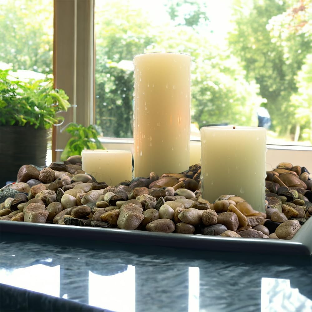 HappyFiller Decorative Natural Pebbles Polished Rocks Stones Mixed Color for Aquarium Gravel,Fish Turtle Tank,Outdoor Indoor Plants Top Dressing,Garden Landscaping,Home Vase Filler Decoration,2 LB