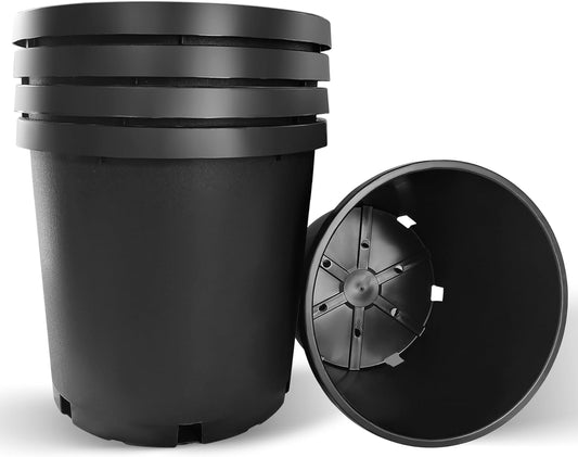 20 Gallon Nursery Pots Plastic Container Injection Molded Pot for Plants Flexible with Drainage Holes Suitable for Plants Soil Growers or Hydroponics Black 5 Pcs