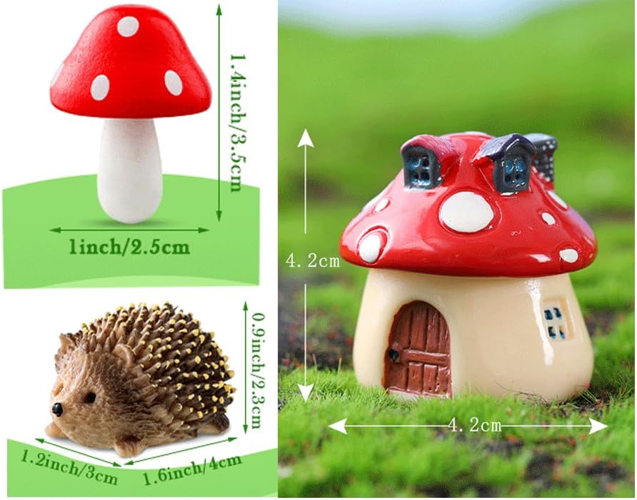 8 Pieces Fairy Garden Houses Mushroom Decor Accessories,Mini Resin Animals,Garden Kit for Kids