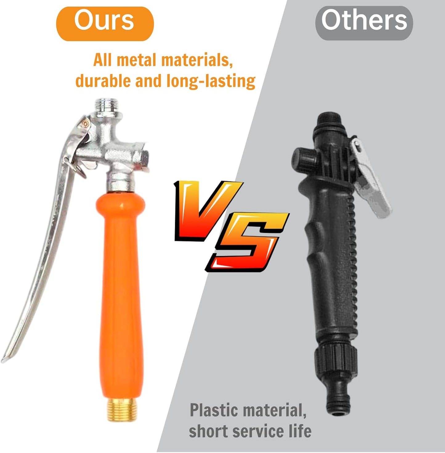 44'' Metal Sprayer Wand Replacement,1/4" & 3/8" Brass Barb Universal Sprayer Wand with Shut off Valve, Stainless Spray Wand with 1/2" & 3/8" Hose Quick Connectors, 2 Hose Clamps, 1 Tape