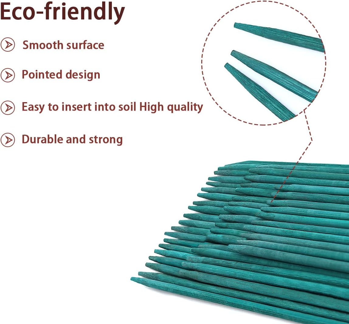 50 Pcs Plant Sticks Green Plant Stakes, Plant Support Garden Stakes for Indoor and Outdoor Plants, GAGINANG Sturdy Garden Wood Bamboo Sticks, Floral Plant Stakes for Garden Potted Plants（18 Inches）