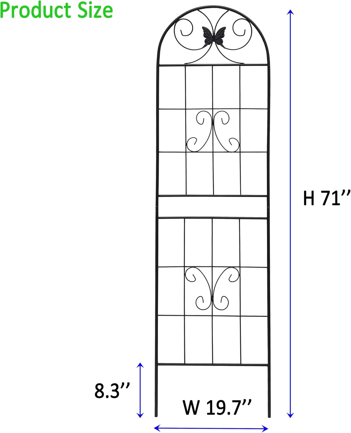 4 Pack Garden Trellises with Black Metal Coating, Trellis for Climbing Plants Outdoor, Roses, Vegetables, Vines, Cucumbers-19.7×71 inches.