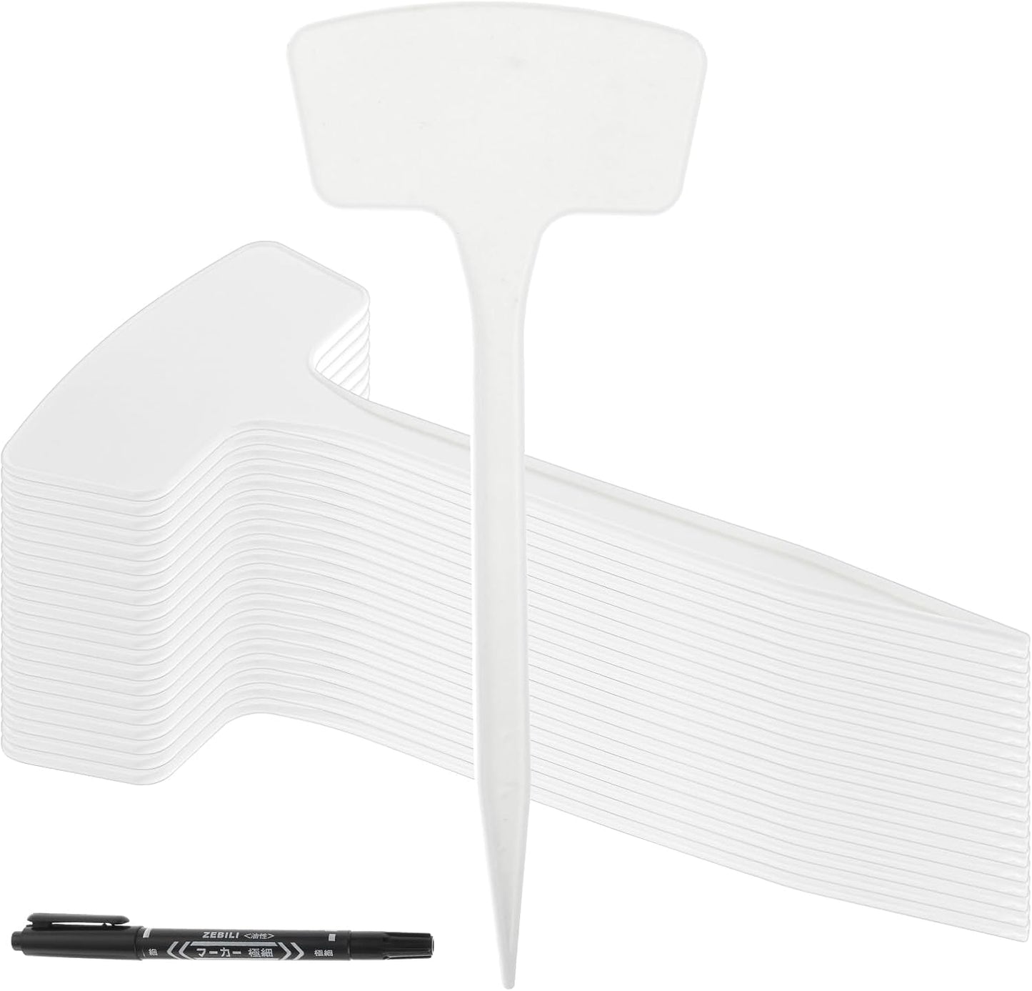 100 Pcs Plant Labels,T-Type 10.63inch Large Plastic Plant Tags Waterproof Plant Makers Nursery Garden Labels for Outdoor Indoor Plants Herbs Flowers Vegetable Potted Belt Marker Pen (White)